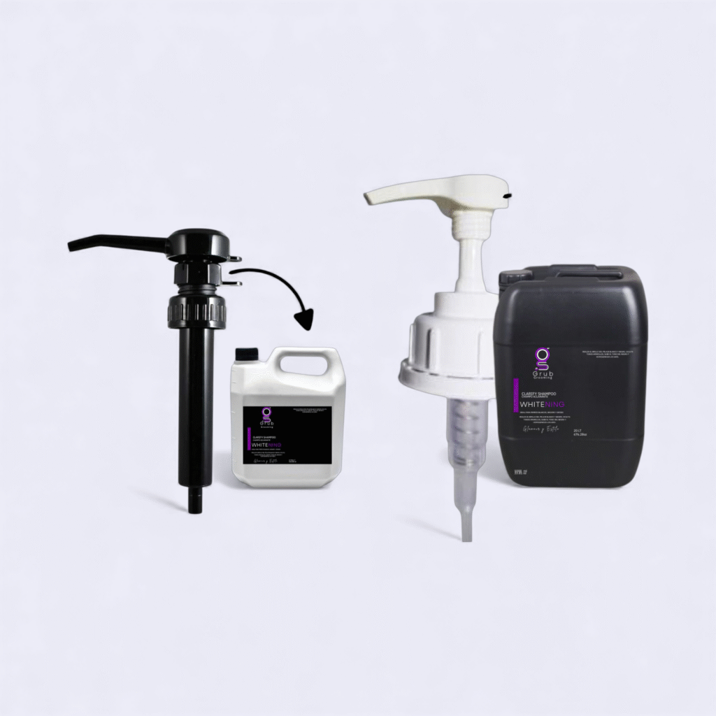 Válvulas dispensadoras GRUB Grooming para galones y bidones de uso profesional