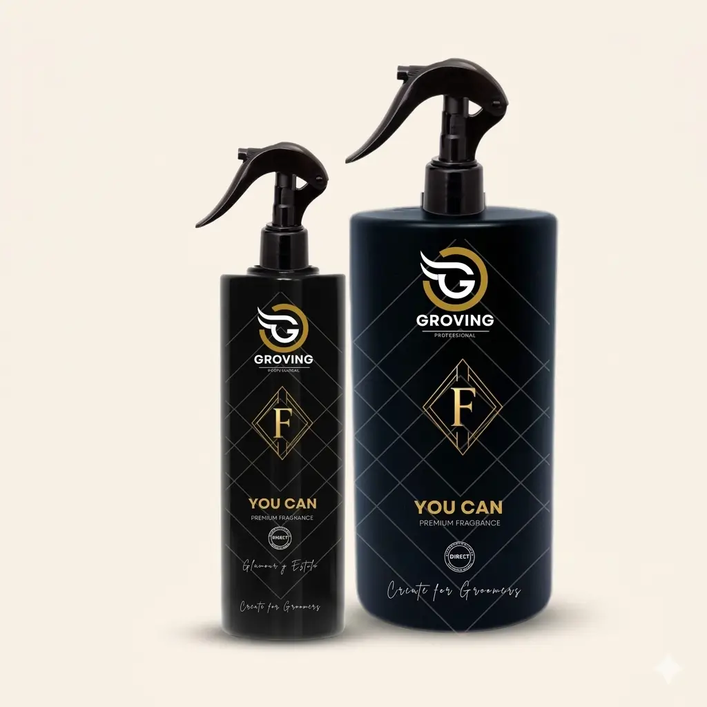 Línea de fragancia premium You Can de Groving Professional para el toque final de glamour en peluquerías caninas.